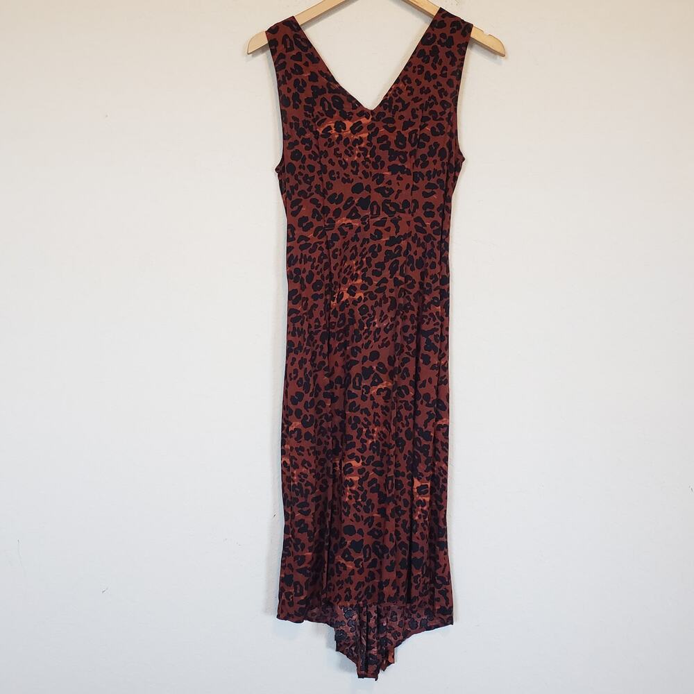 beachlunchlounge Sleeveless Faux Wrap Dress Animal Print  Women's X-Small‎